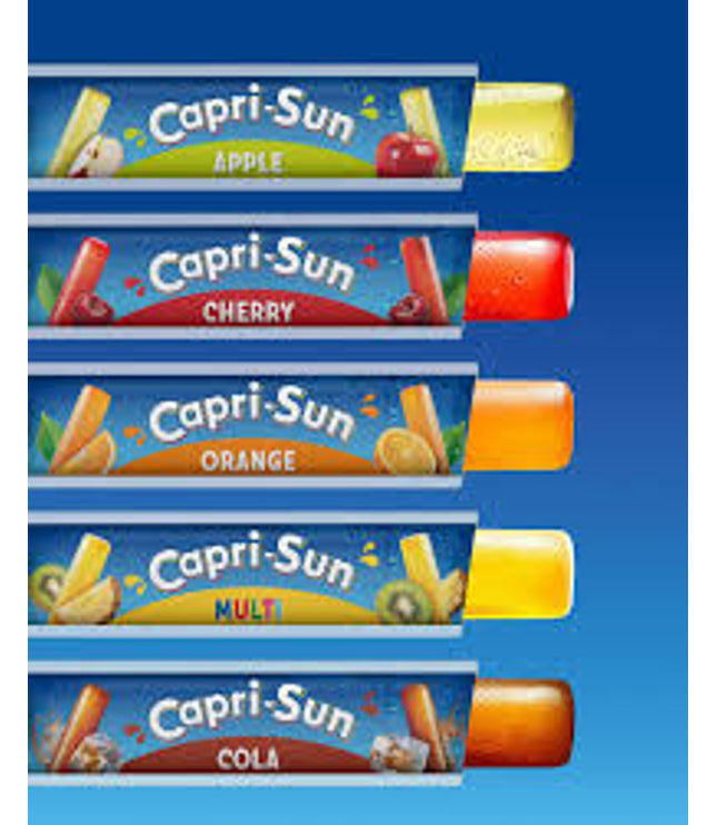 Capri-Sun Ice-Pops Wassereis-Packungen mit fünf Sorten: Apfel, Cherry, Orange, Multi, Cola