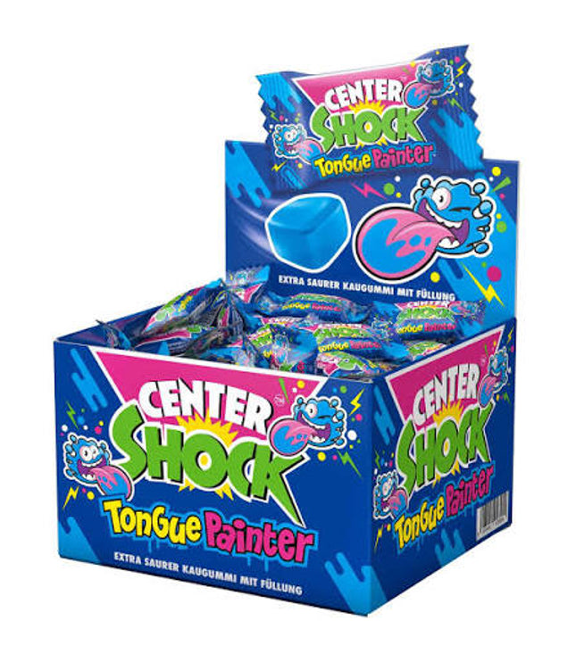 Center Shock Tongue Painter Bonbonpackung mit blauer Zungenmotiv-Grafik