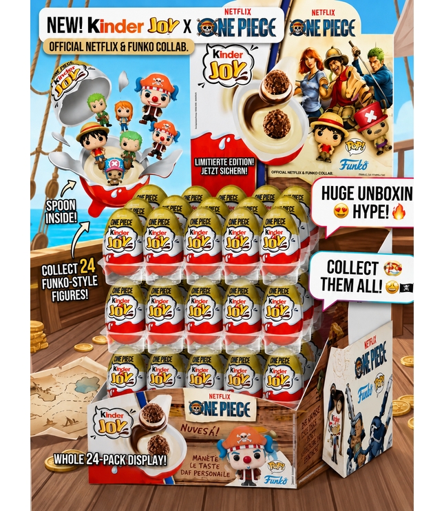 Kinder Joy 24er Multipack (20 g) mit One Piece, einzelne verpackte Pralinen