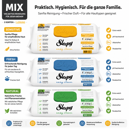 Sleepy Easy Clean Oberflächenreinigungstücher Mix