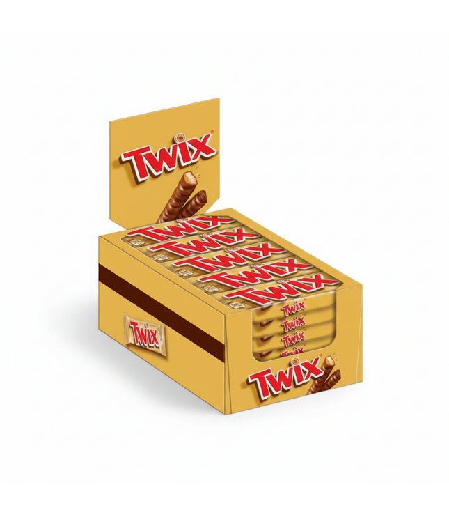 Twix Riegel Multipack in goldener Kartonpackung mit mehreren Schokoriegeln